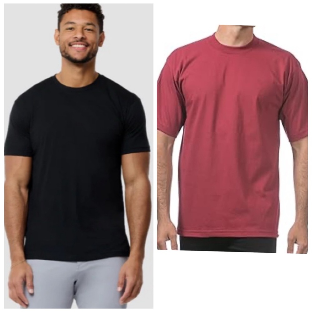 Perk Set of 2 Black & Red 100% Pima Cotton Crew Neck Short Sleeve Tee Shirts 2XL